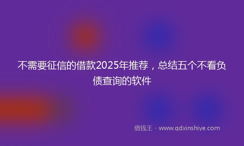 不需要征信的借款2025年推荐，总结五个不看负债查询的软件