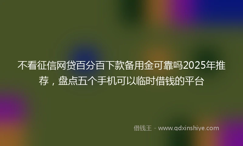 不看征信网贷百分百下款备用金可靠吗2025年推荐，盘点五个手机可以临时借钱的平台