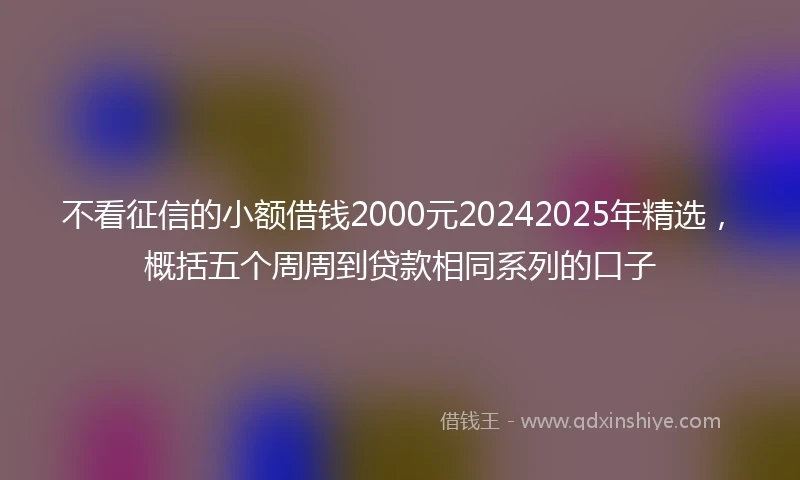 不看征信的小额借钱2000元20242025年精选，概括五个周周到贷款相同系列的口子