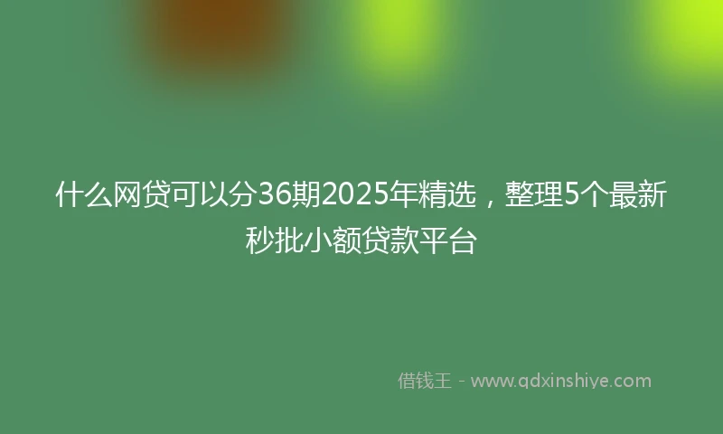 什么网贷可以分36期2025年精选，整理5个最新秒批小额贷款平台