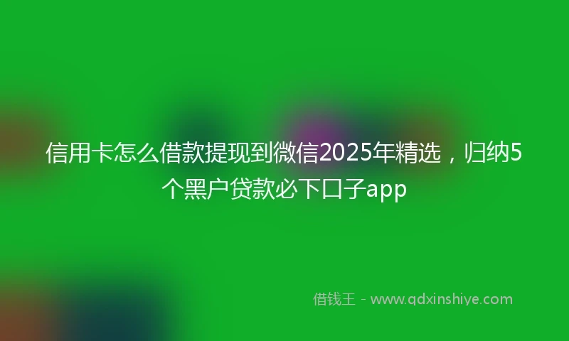 信用卡怎么借款提现到微信2025年精选，归纳5个黑户贷款必下口子app