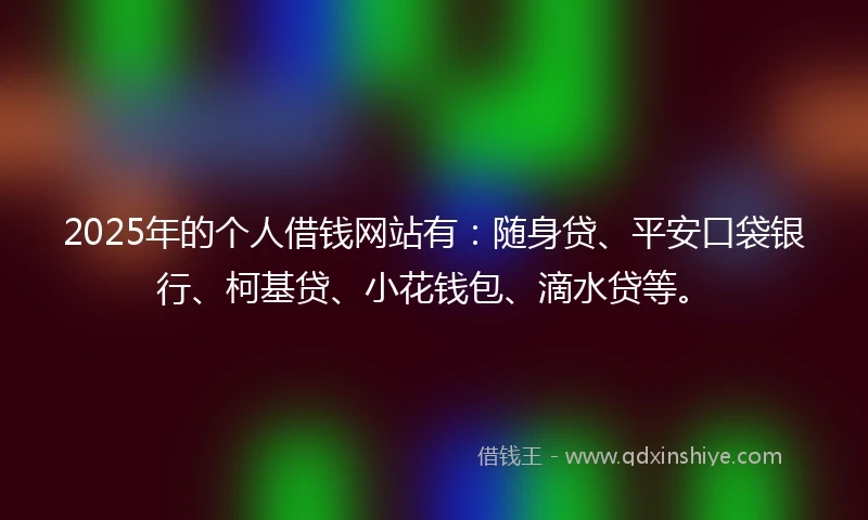 2025年的个人借钱网站有：随身贷、平安口袋银行、柯基贷、小花钱包、滴水贷等。