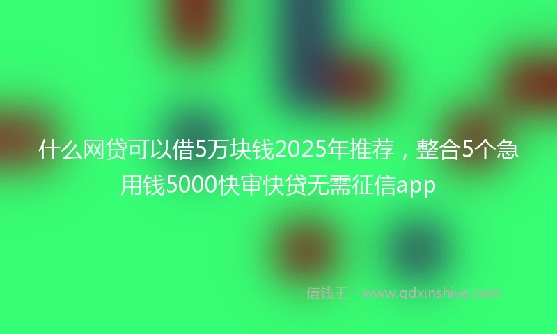 什么网贷可以借5万块钱2025年推荐，整合5个急用钱5000快审快贷无需征信app