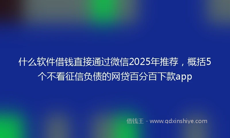 什么软件借钱直接通过微信2025年推荐，概括5个不看征信负债的网贷百分百下款app