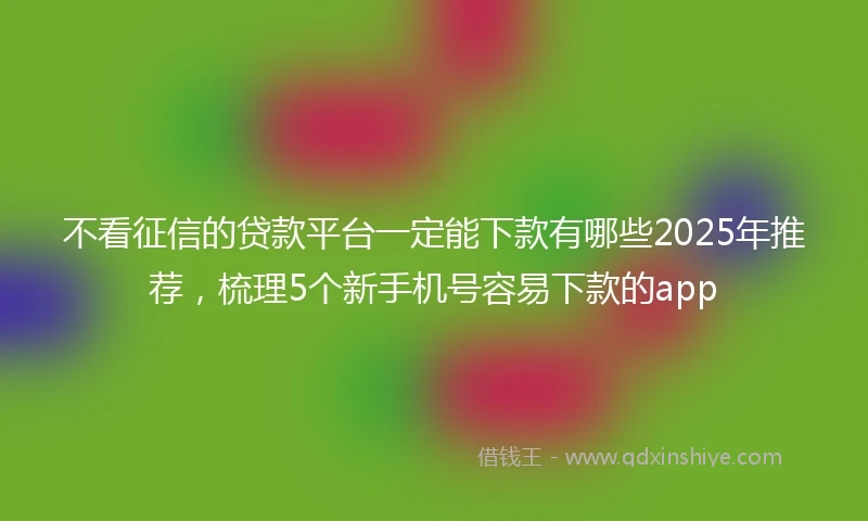 不看征信的贷款平台一定能下款有哪些2025年推荐，梳理5个新手机号容易下款的app
