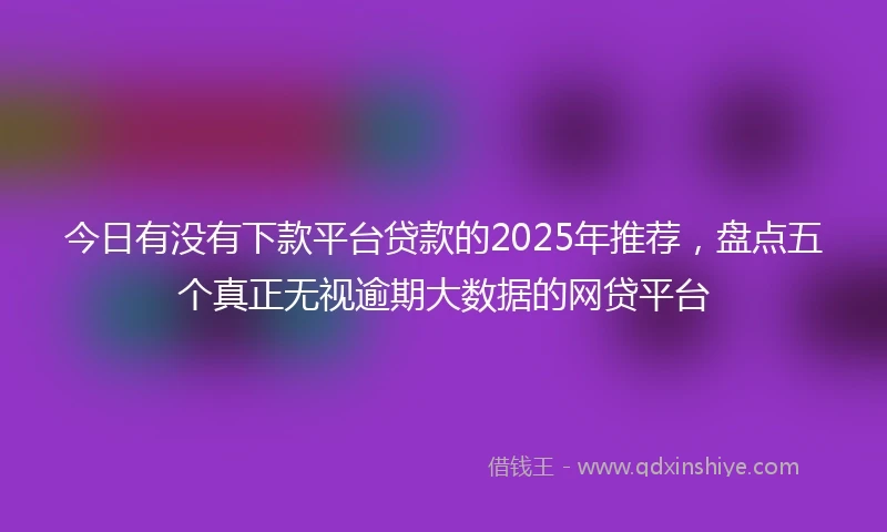 今日有没有下款平台贷款的2025年推荐，盘点五个真正无视逾期大数据的网贷平台