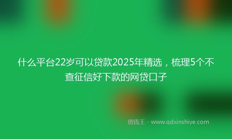 什么平台22岁可以贷款2025年精选，梳理5个不查征信好下款的网贷口子