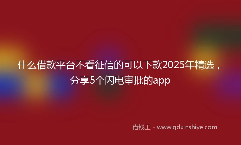 什么借款平台不看征信的可以下款2025年精选，分享5个闪电审批的app
