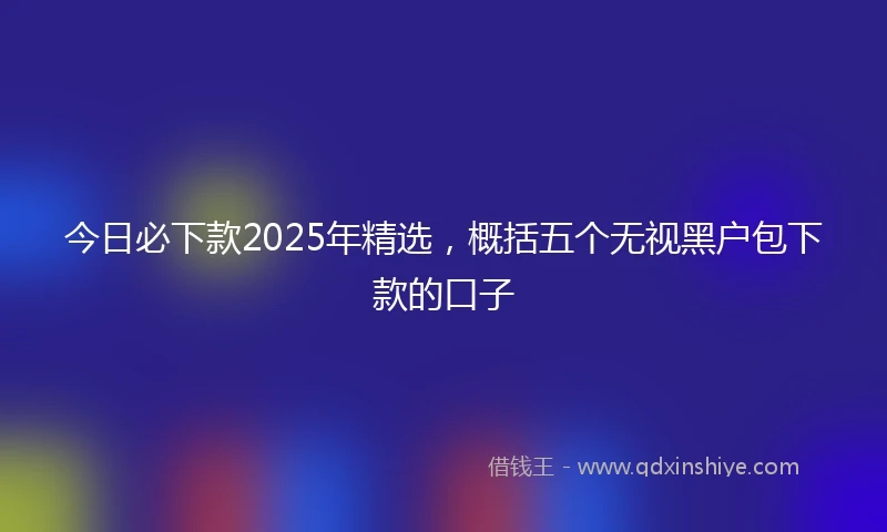 今日必下款2025年精选，概括五个无视黑户包下款的口子
