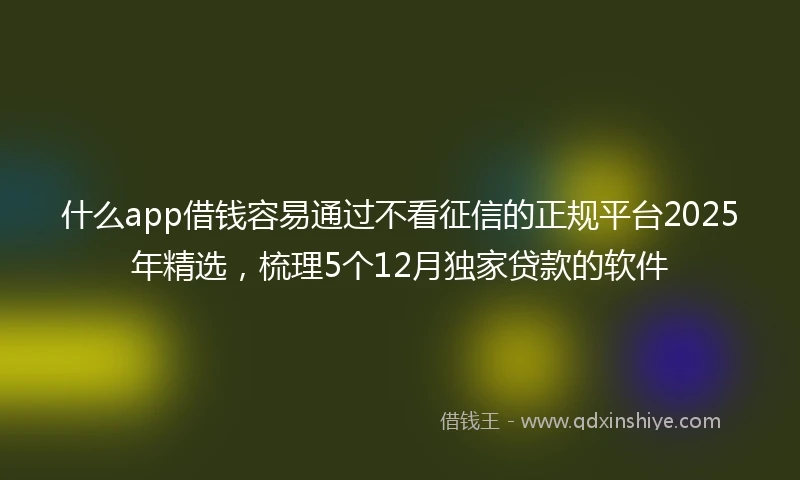 什么app借钱容易通过不看征信的正规平台2025年精选，梳理5个12月独家贷款的软件