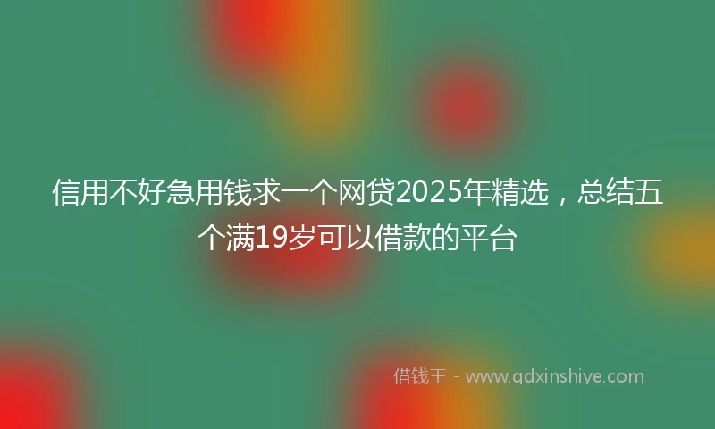 信用不好急用钱求一个网贷2025年精选，总结五个满19岁可以借款的平台