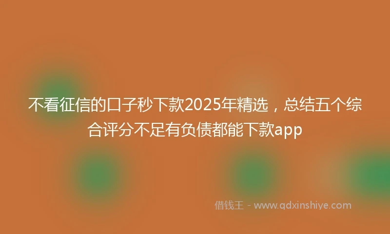 不看征信的口子秒下款2025年精选，总结五个综合评分不足有负债都能下款app