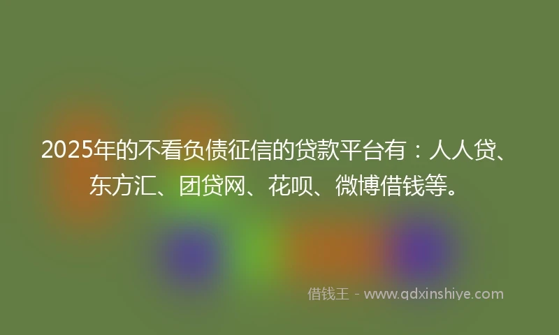 2025年的不看负债征信的贷款平台有：人人贷、东方汇、团贷网、花呗、微博借钱等。