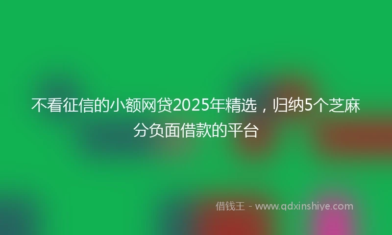 不看征信的小额网贷2025年精选，归纳5个芝麻分负面借款的平台