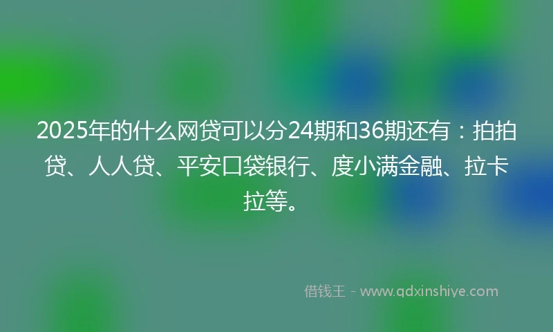 2025年的什么网贷可以分24期和36期还有：拍拍贷、人人贷、平安口袋银行、度小满金融、拉卡拉等。