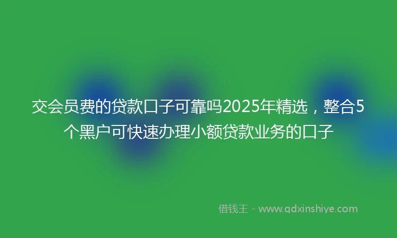 交会员费的贷款口子可靠吗2025年精选，整合5个黑户可快速办理小额贷款业务的口子
