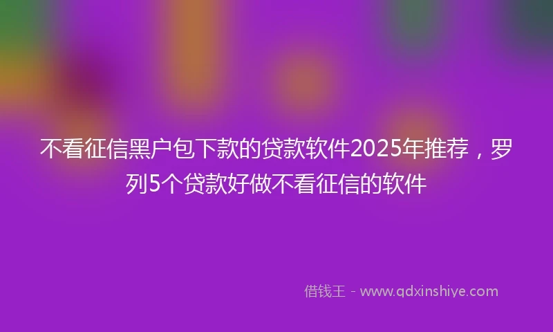 不看征信黑户包下款的贷款软件2025年推荐，罗列5个贷款好做不看征信的软件
