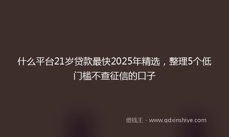 什么平台21岁贷款最快2025年精选，整理5个低门槛不查征信的口子