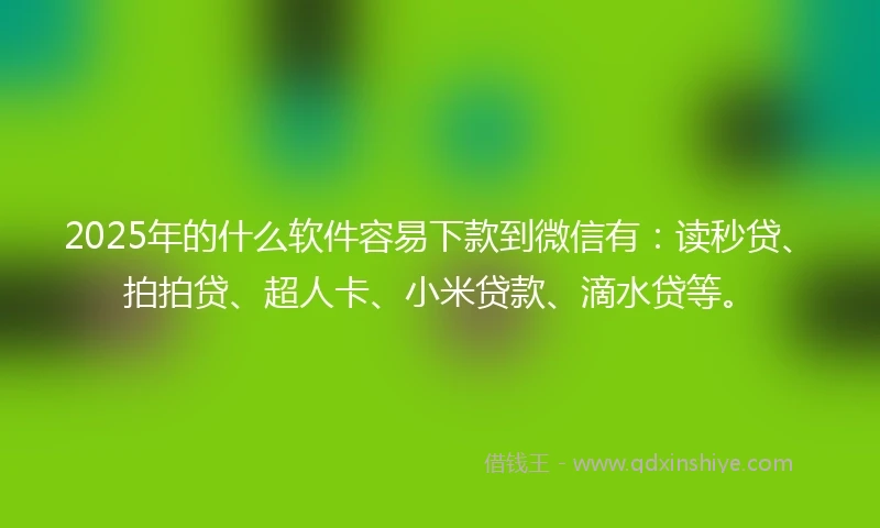 2025年的什么软件容易下款到微信有：读秒贷、拍拍贷、超人卡、小米贷款、滴水贷等。