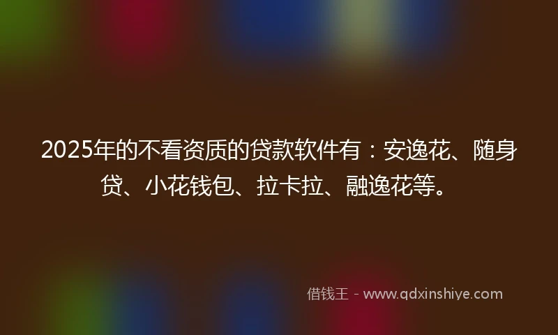 2025年的不看资质的贷款软件有：安逸花、随身贷、小花钱包、拉卡拉、融逸花等。