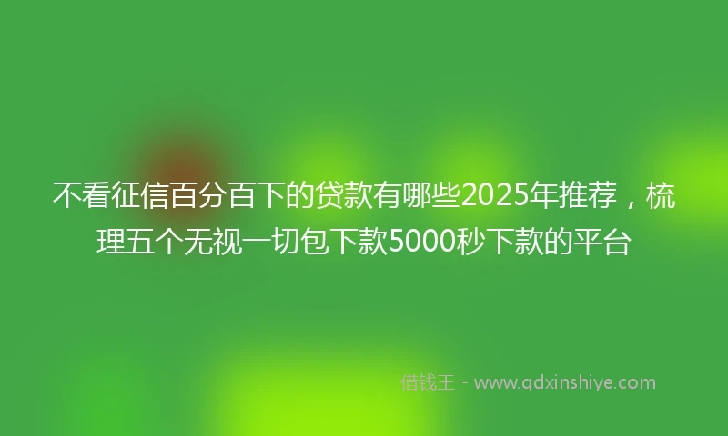 不看征信百分百下的贷款有哪些2025年推荐，梳理五个无视一切包下款5000秒下款的平台