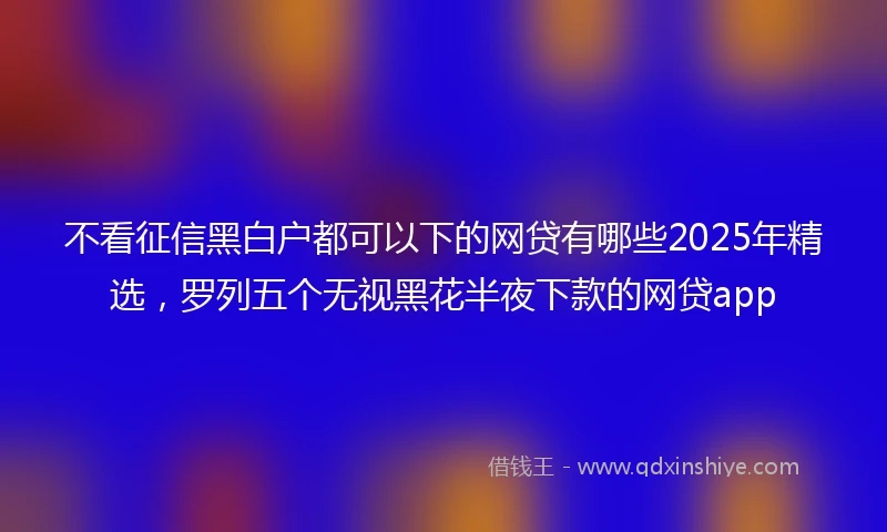 不看征信黑白户都可以下的网贷有哪些2025年精选，罗列五个无视黑花半夜下款的网贷app