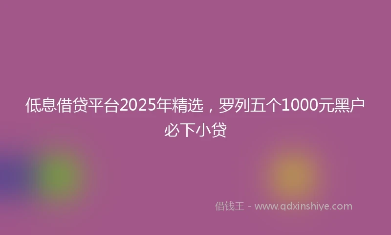 低息借贷平台2025年精选，罗列五个1000元黑户必下小贷