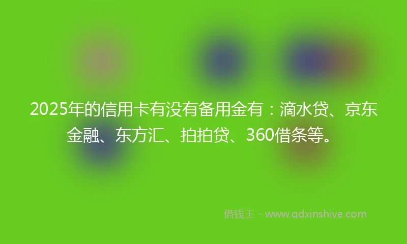 2025年的信用卡有没有备用金有：滴水贷、京东金融、东方汇、拍拍贷、360借条等。