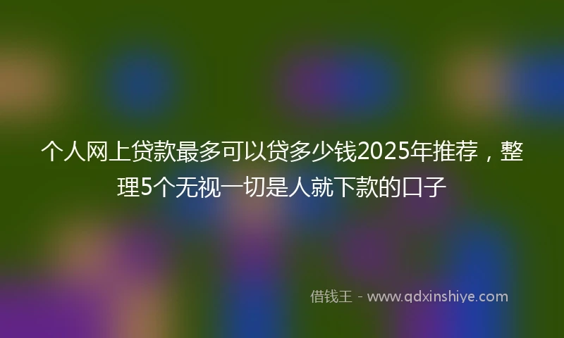 个人网上贷款最多可以贷多少钱2025年推荐，整理5个无视一切是人就下款的口子