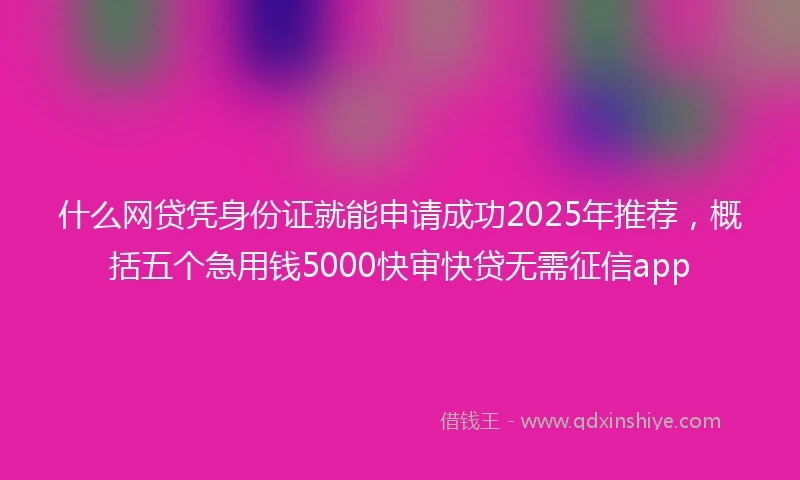 什么网贷凭身份证就能申请成功2025年推荐，概括五个急用钱5000快审快贷无需征信app