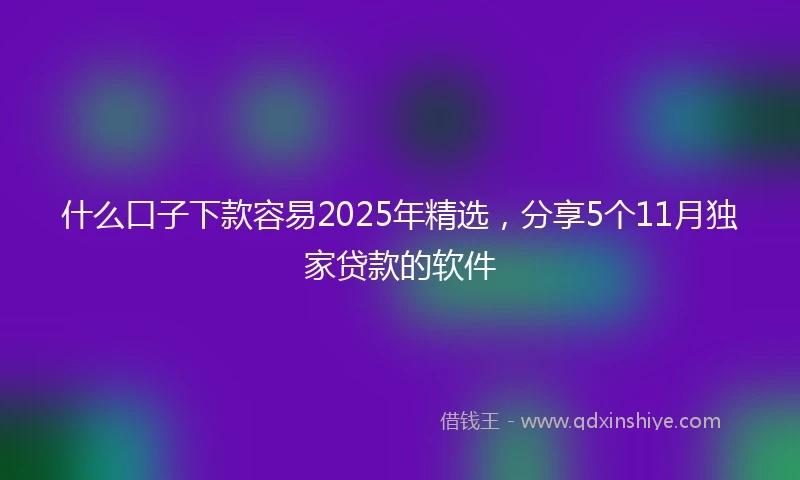 什么口子下款容易2025年精选，分享5个11月独家贷款的软件
