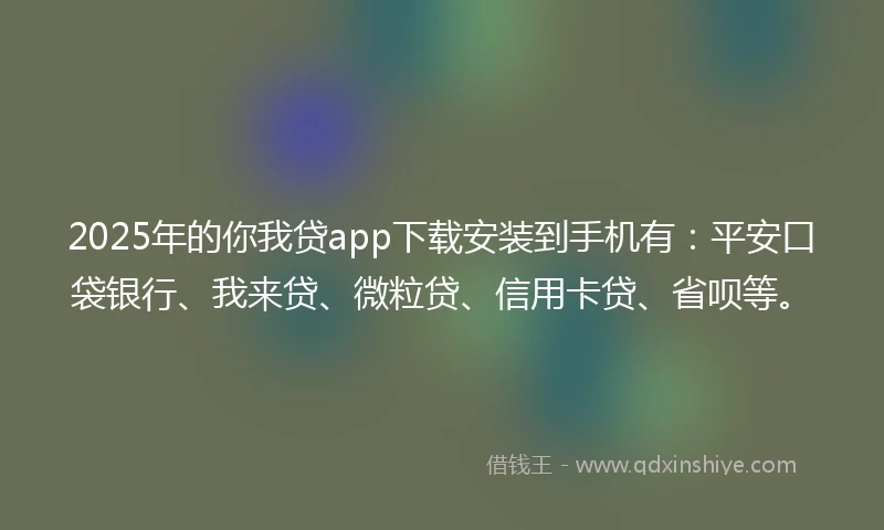 2025年的你我贷app下载安装到手机有：平安口袋银行、我来贷、微粒贷、信用卡贷、省呗等。