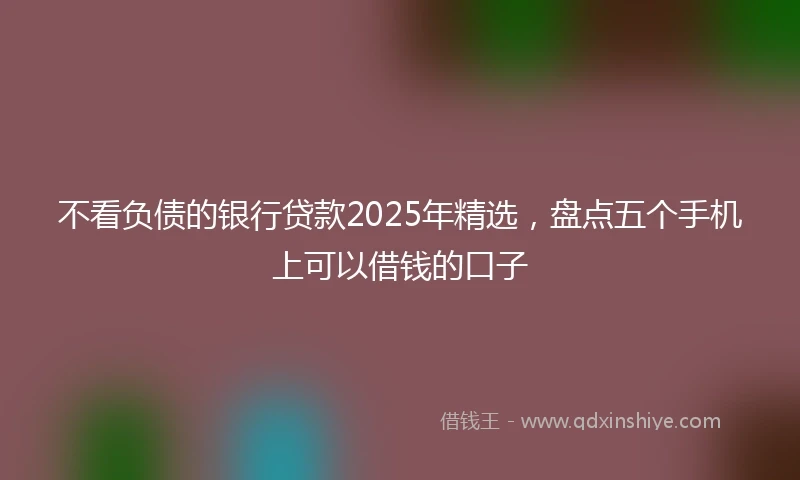不看负债的银行贷款2025年精选，盘点五个手机上可以借钱的口子