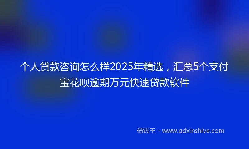 个人贷款咨询怎么样2025年精选，汇总5个支付宝花呗逾期万元快速贷款软件