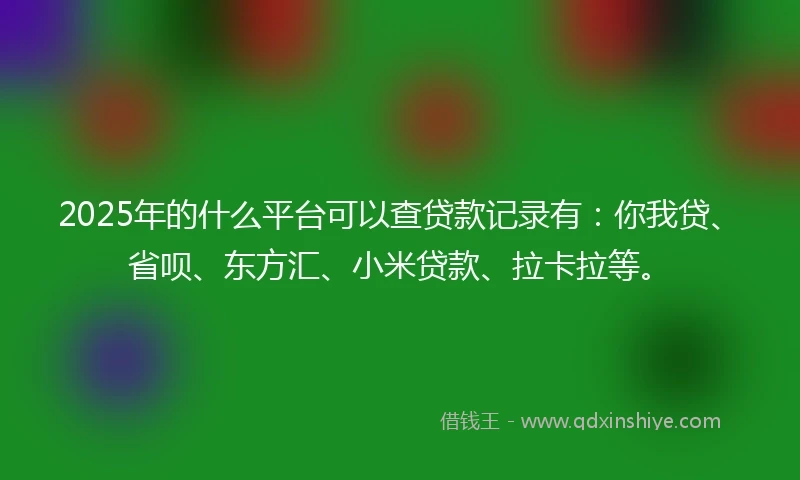2025年的什么平台可以查贷款记录有：你我贷、省呗、东方汇、小米贷款、拉卡拉等。