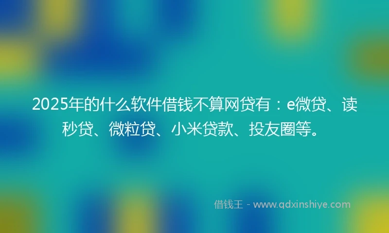 2025年的什么软件借钱不算网贷有：e微贷、读秒贷、微粒贷、小米贷款、投友圈等。