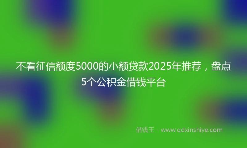 不看征信额度5000的小额贷款2025年推荐，盘点5个公积金借钱平台