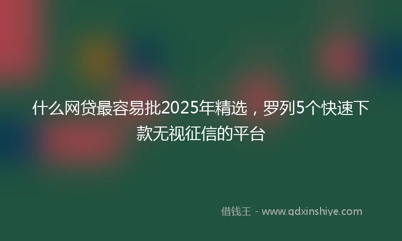 什么网贷最容易批2025年精选，罗列5个快速下款无视征信的平台