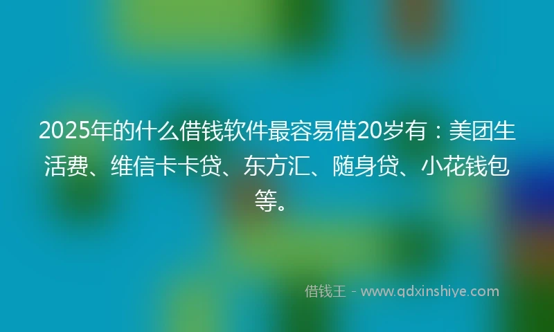 2025年的什么借钱软件最容易借20岁有：美团生活费、维信卡卡贷、东方汇、随身贷、小花钱包等。