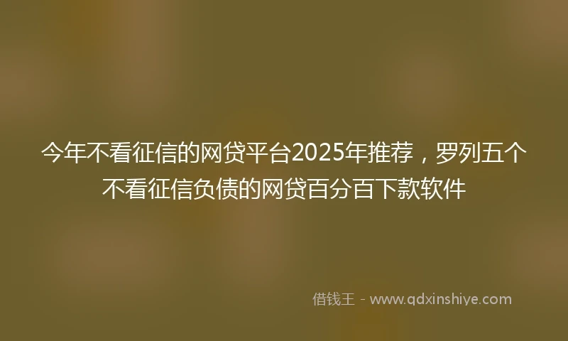 今年不看征信的网贷平台2025年推荐，罗列五个不看征信负债的网贷百分百下款软件