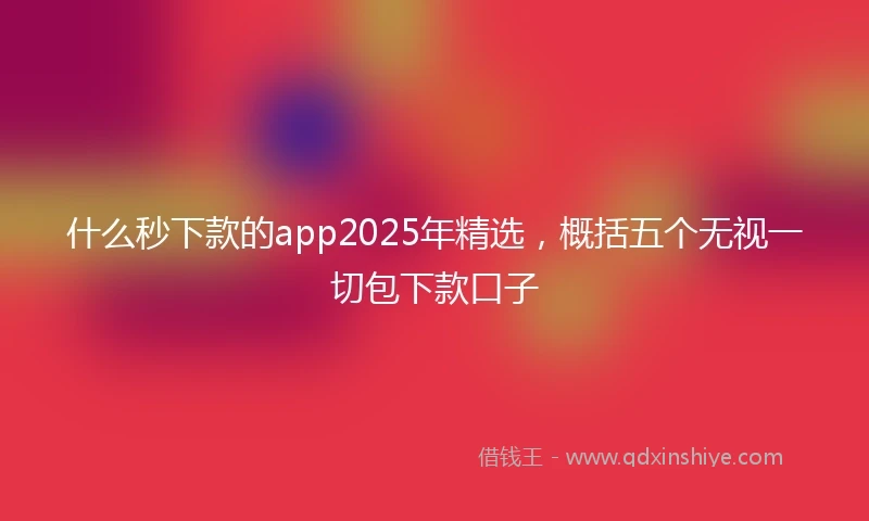 什么秒下款的app2025年精选，概括五个无视一切包下款口子