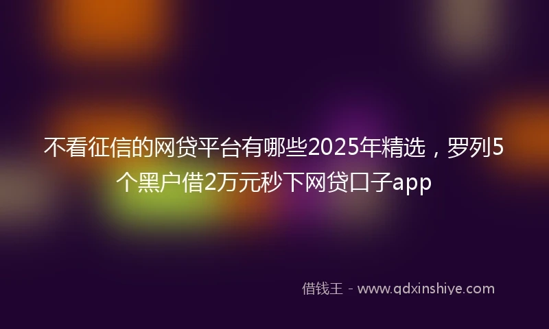 不看征信的网贷平台有哪些2025年精选，罗列5个黑户借2万元秒下网贷口子app