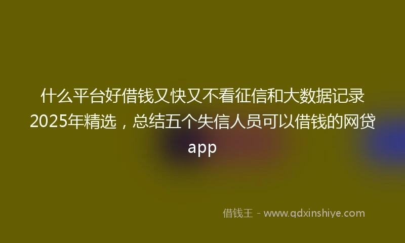 什么平台好借钱又快又不看征信和大数据记录2025年精选，总结五个失信人员可以借钱的网贷app