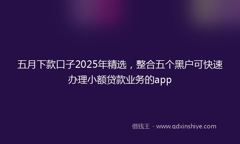 五月下款口子2025年精选，整合五个黑户可快速办理小额贷款业务的app