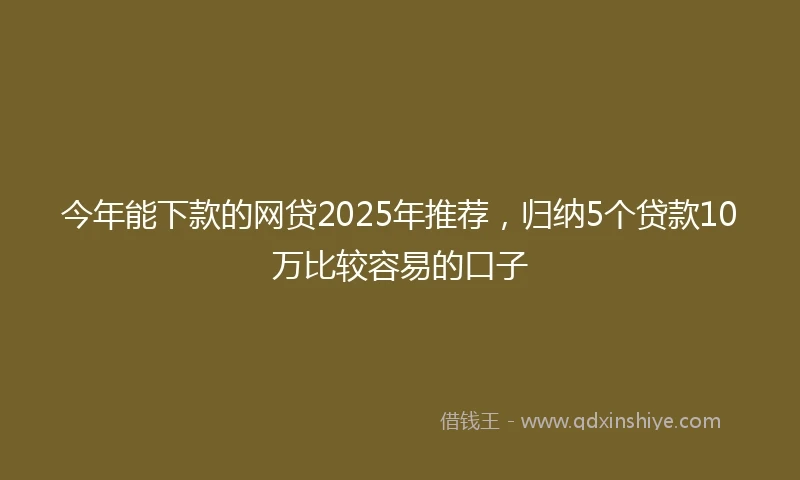 今年能下款的网贷2025年推荐，归纳5个贷款10万比较容易的口子