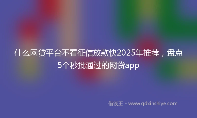 什么网贷平台不看征信放款快2025年推荐，盘点5个秒批通过的网贷app