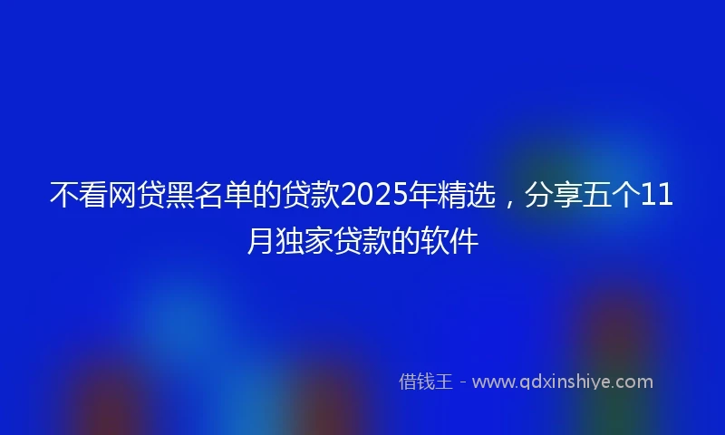 不看网贷黑名单的贷款2025年精选,分享五个11月独家贷款的软件