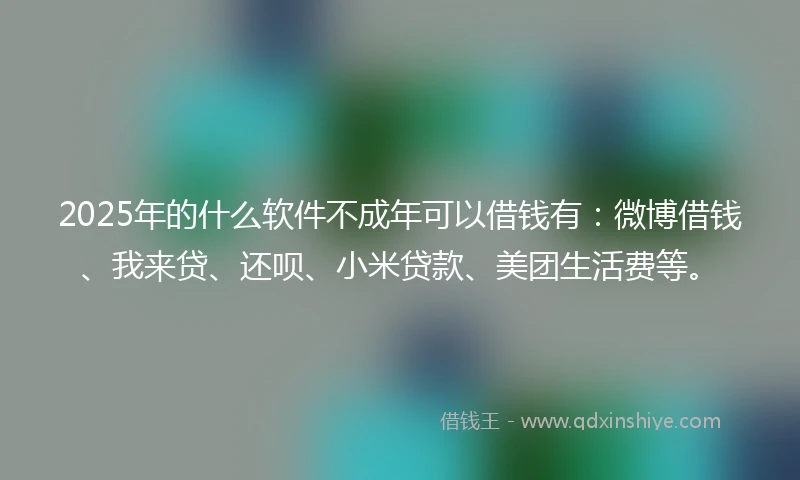 2025年的什么软件不成年可以借钱有：微博借钱、我来贷、还呗、小米贷款、美团生活费等。