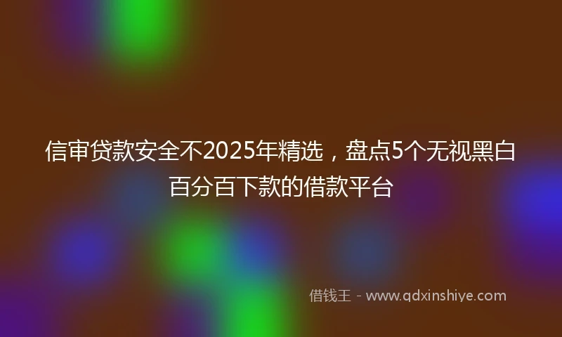 信审贷款安全不2025年精选，盘点5个无视黑白百分百下款的借款平台