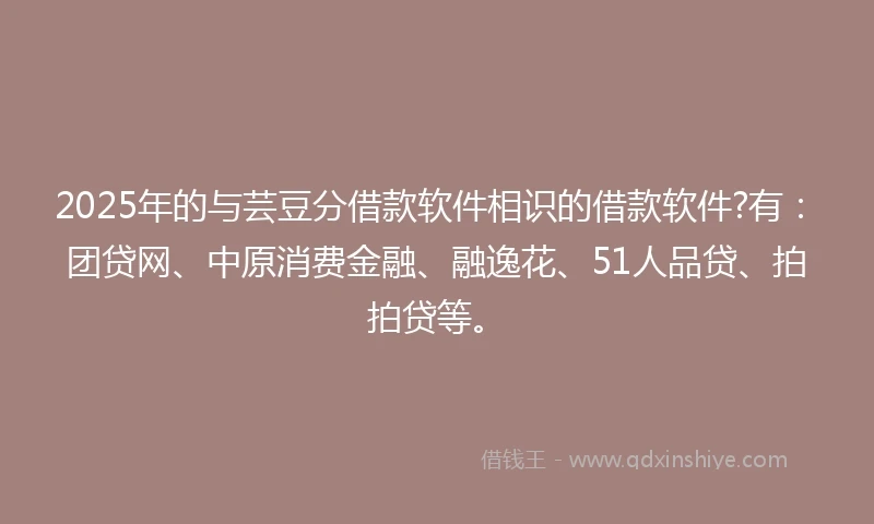 2025年的与芸豆分借款软件相识的借款软件?有：团贷网、中原消费金融、融逸花、51人品贷、拍拍贷等。
